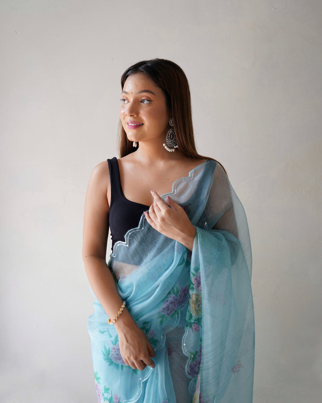 Digital Printed Organza Saree | Art-Silk Blouse | Perfect for Weddings & Festive Events