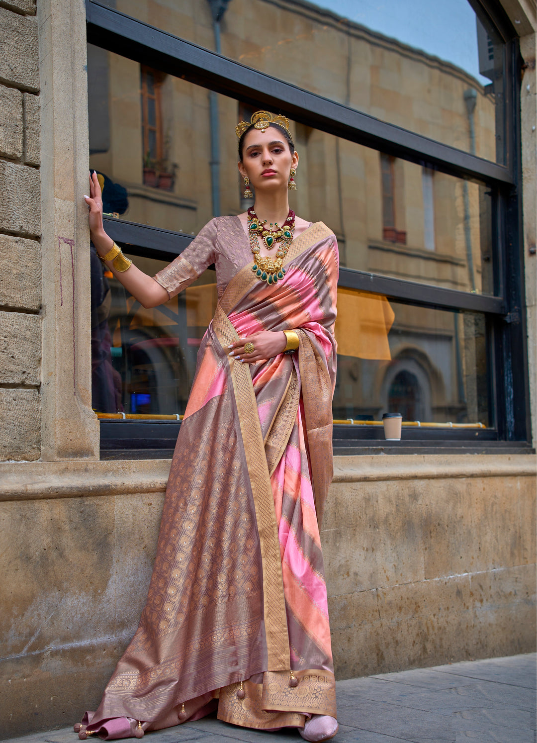 V P Silk Saree | Weaving Jari Designer with Aqua Finish for Party Wear