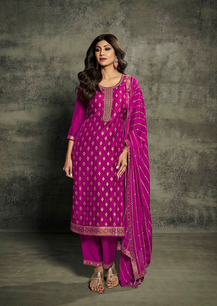 Exquisite Purple Semi-Stitched Kurti Set | Festive Wear with Elegant Silk Dupatta