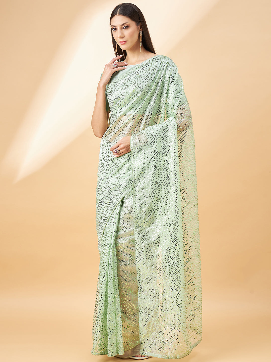 Designer Georgette Saree | Art Silk Blend with Sequins Embroidery Work