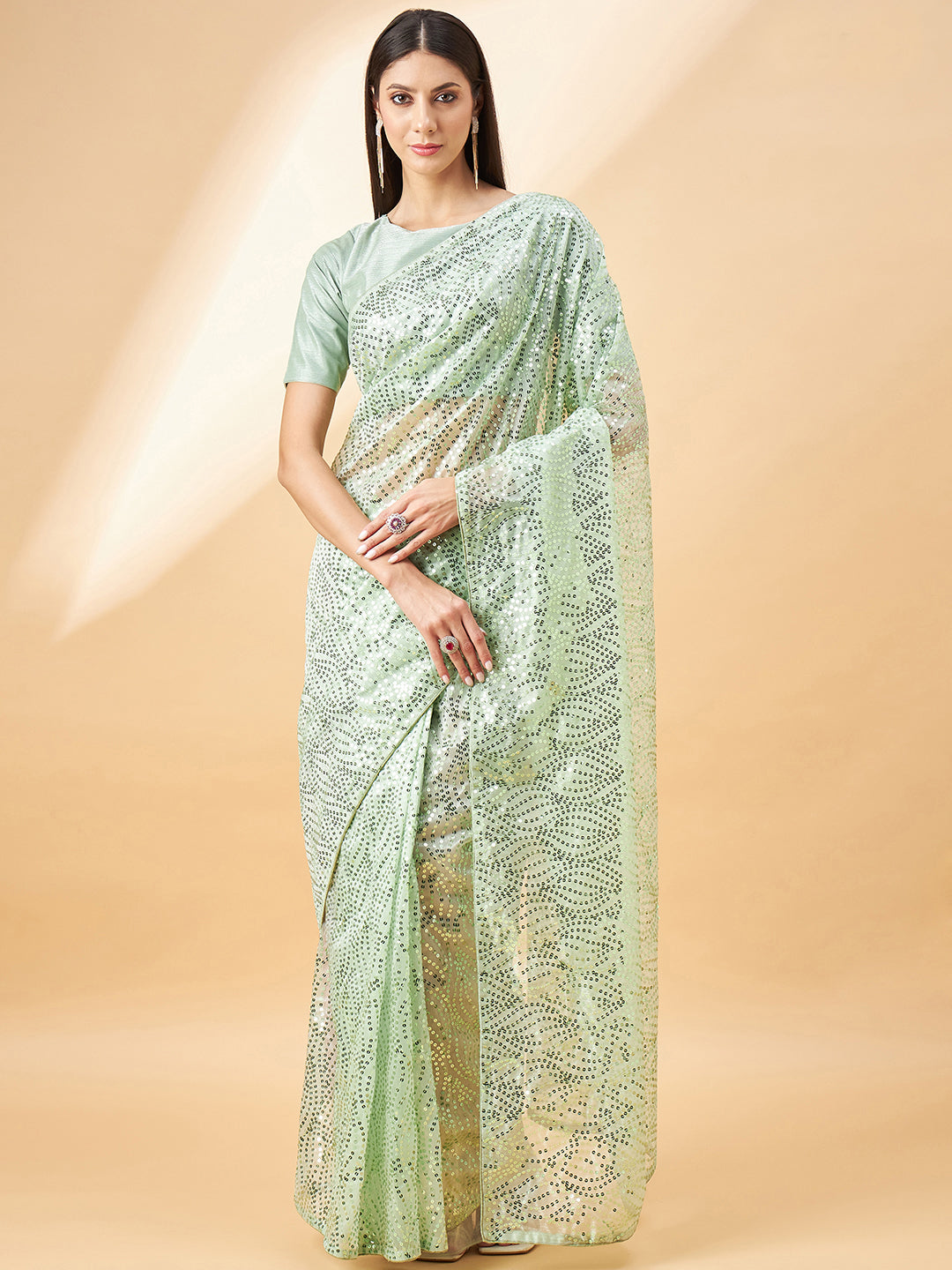 Designer Georgette Saree | Art Silk Blend with Sequins Embroidery Work