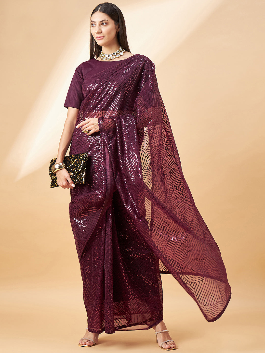 Designer Georgette Saree | Art Silk Blend with Sequins Embroidery Work