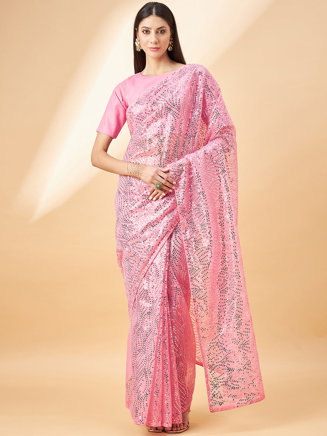 Designer Georgette Saree | Art Silk Blend with Sequins Embroidery Work