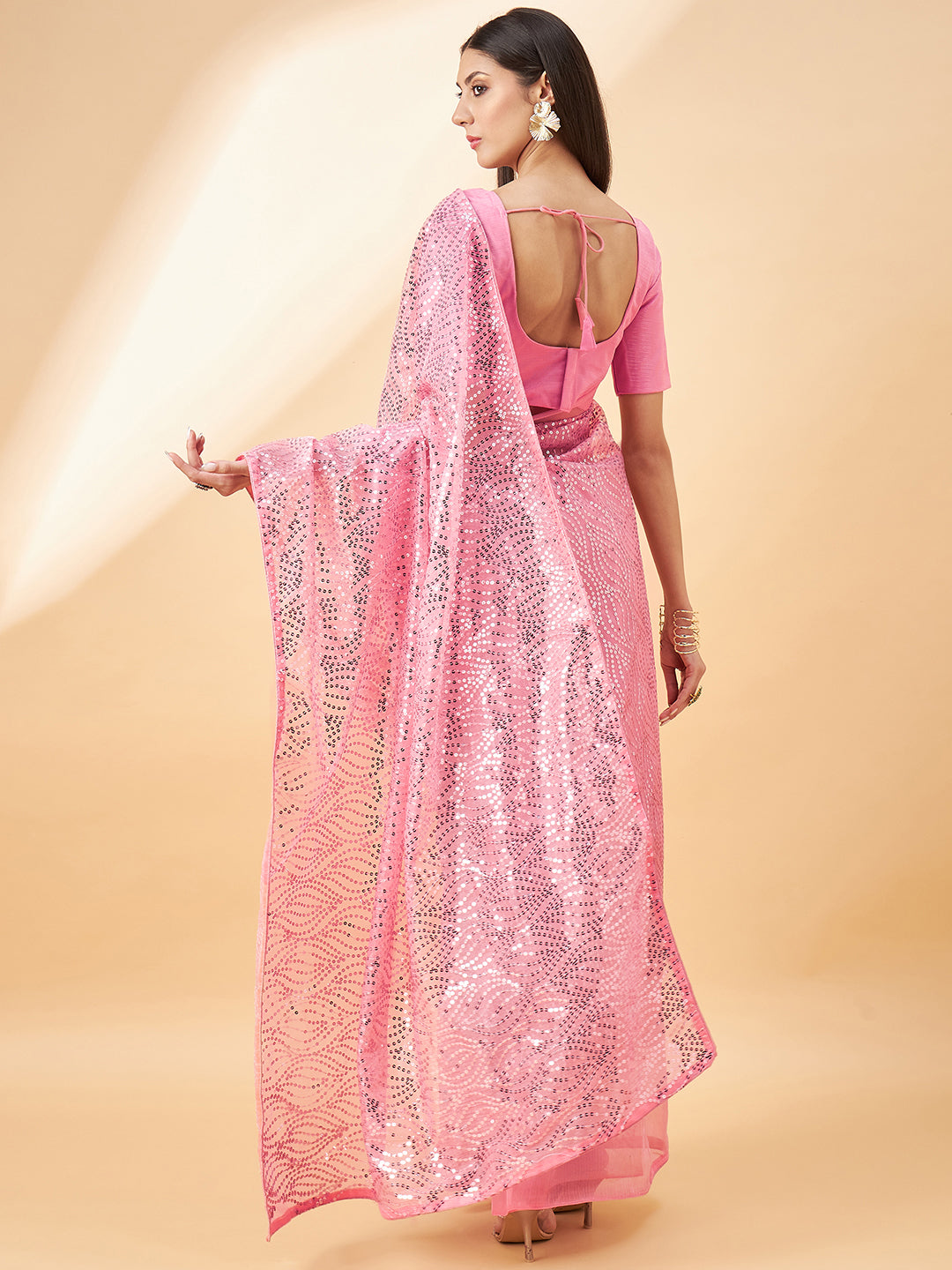 Designer Georgette Saree | Art Silk Blend with Sequins Embroidery Work