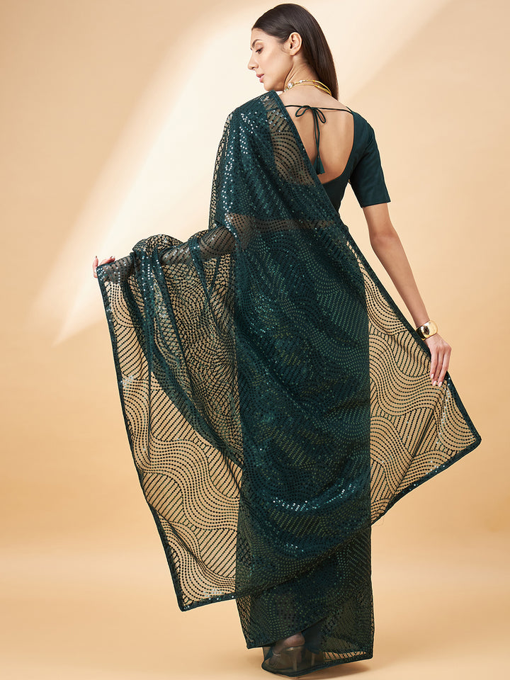 Designer Georgette Saree | Art Silk Blend with Sequins Embroidery Work