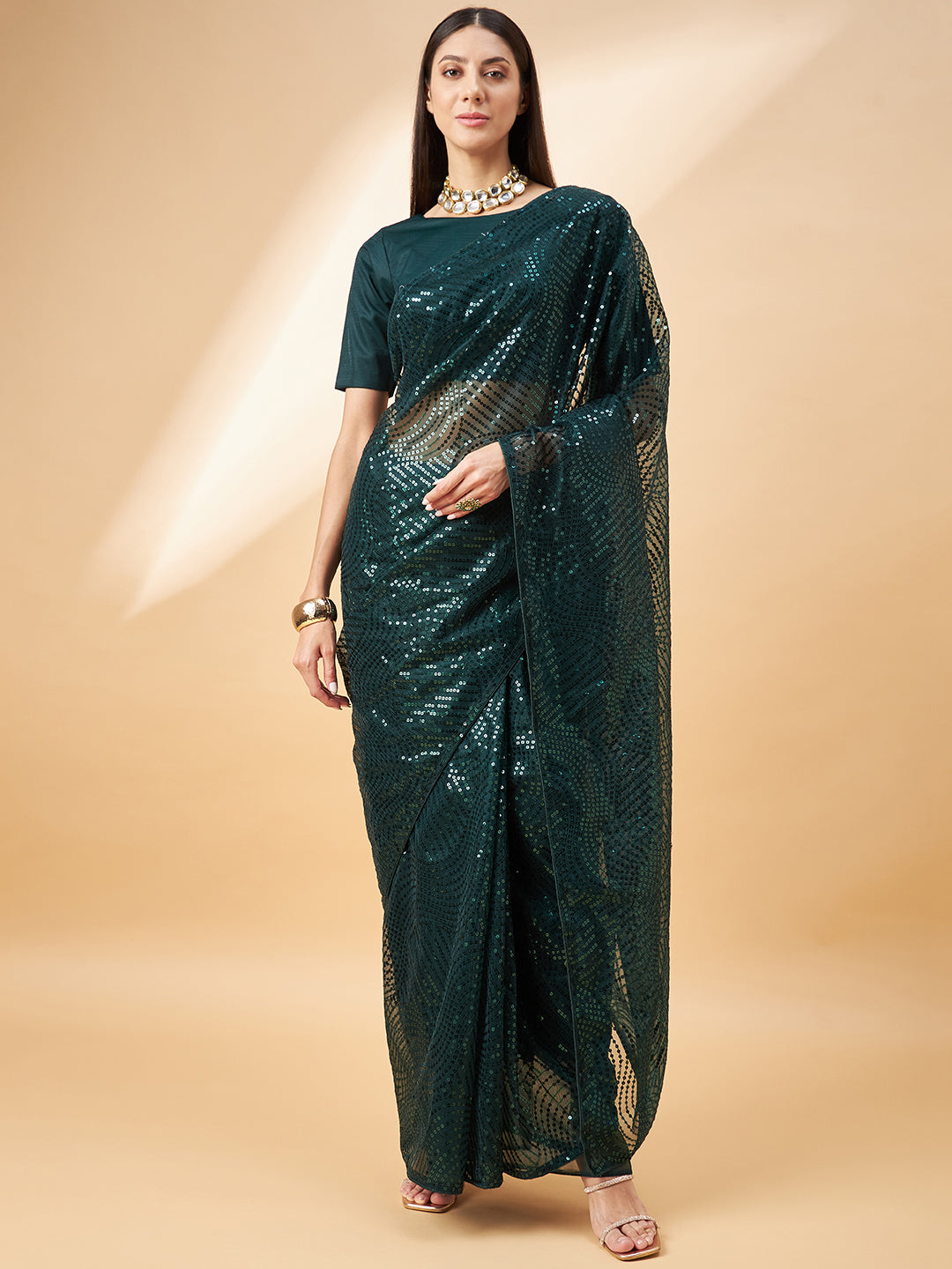 Designer Georgette Saree | Art Silk Blend with Sequins Embroidery Work