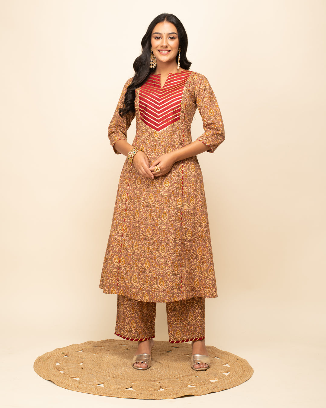 Handcrafted Designer Printed Suit | Beautiful Cotton & Nazmin Set