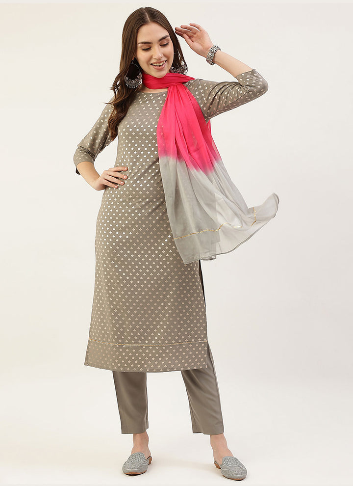 Designer Printed Readymade Suit | Crepe Top & Georgette Dupatta