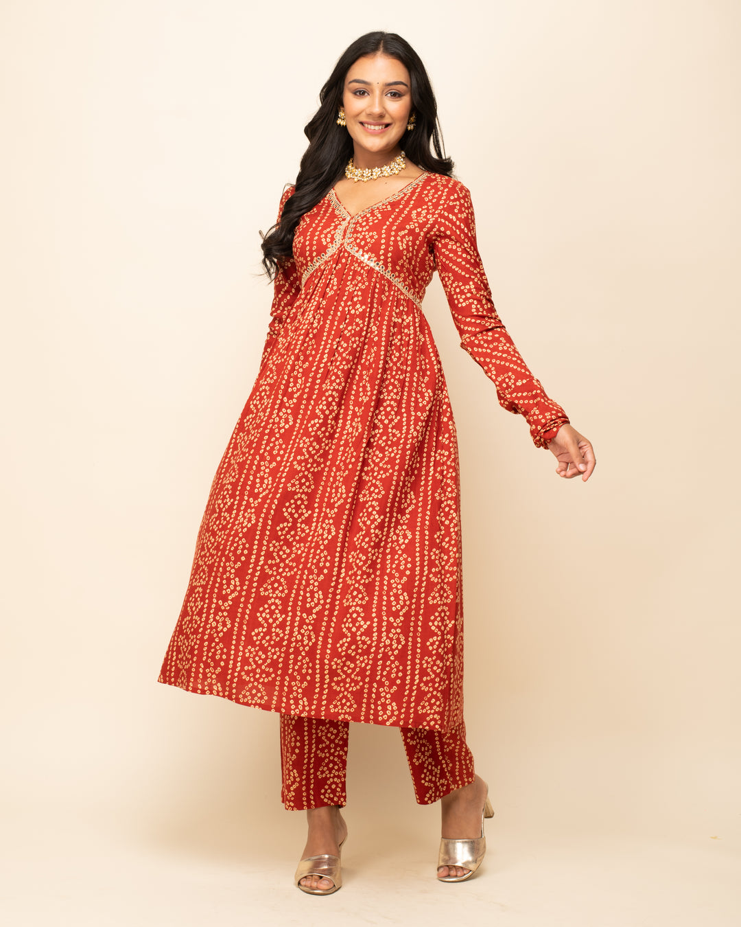 Stylish Orange Cotton Suit | Designer Print with Hand Work | Perfect Fit