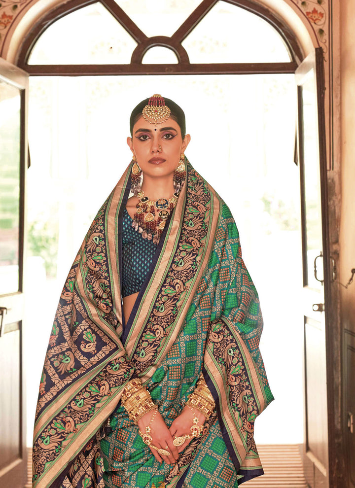 Designer Banarasi Silk Saree | Woven-Printed for Weddings and Festivals