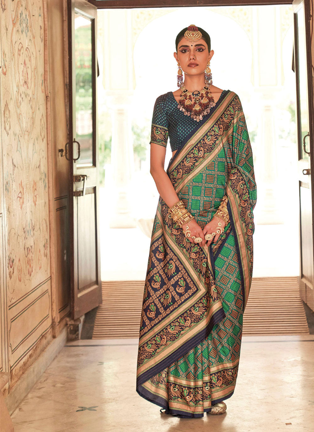 Designer Banarasi Silk Saree | Woven-Printed for Weddings and Festivals