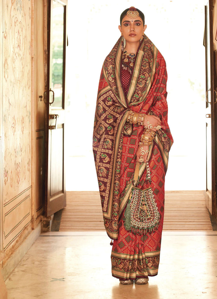 Designer Banarasi Silk Saree | Woven-Printed for Weddings and Festivals