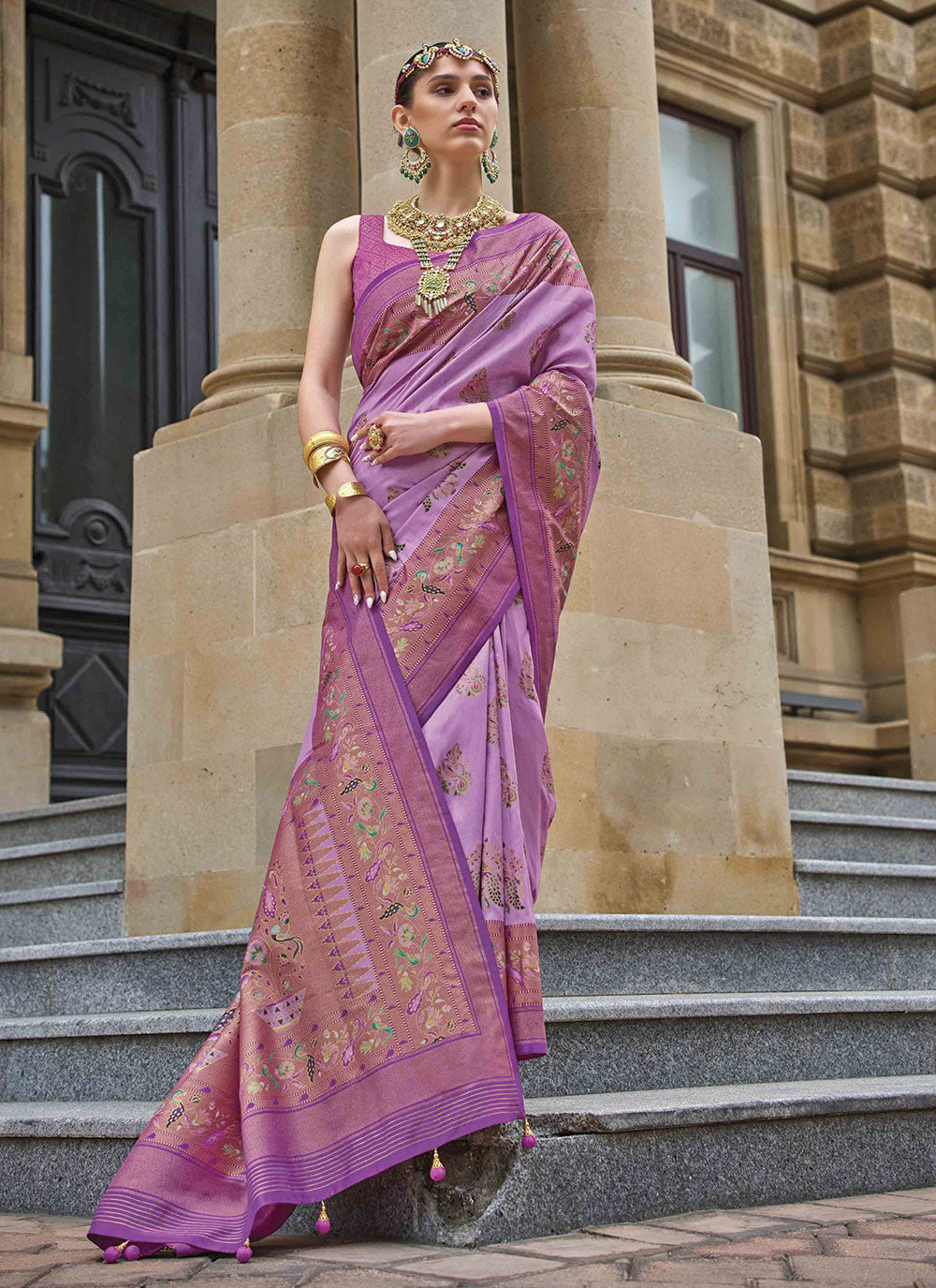 Designer V-P Silk Saree with Wevon Jari | Perfect for Weddings & Festive Occasions