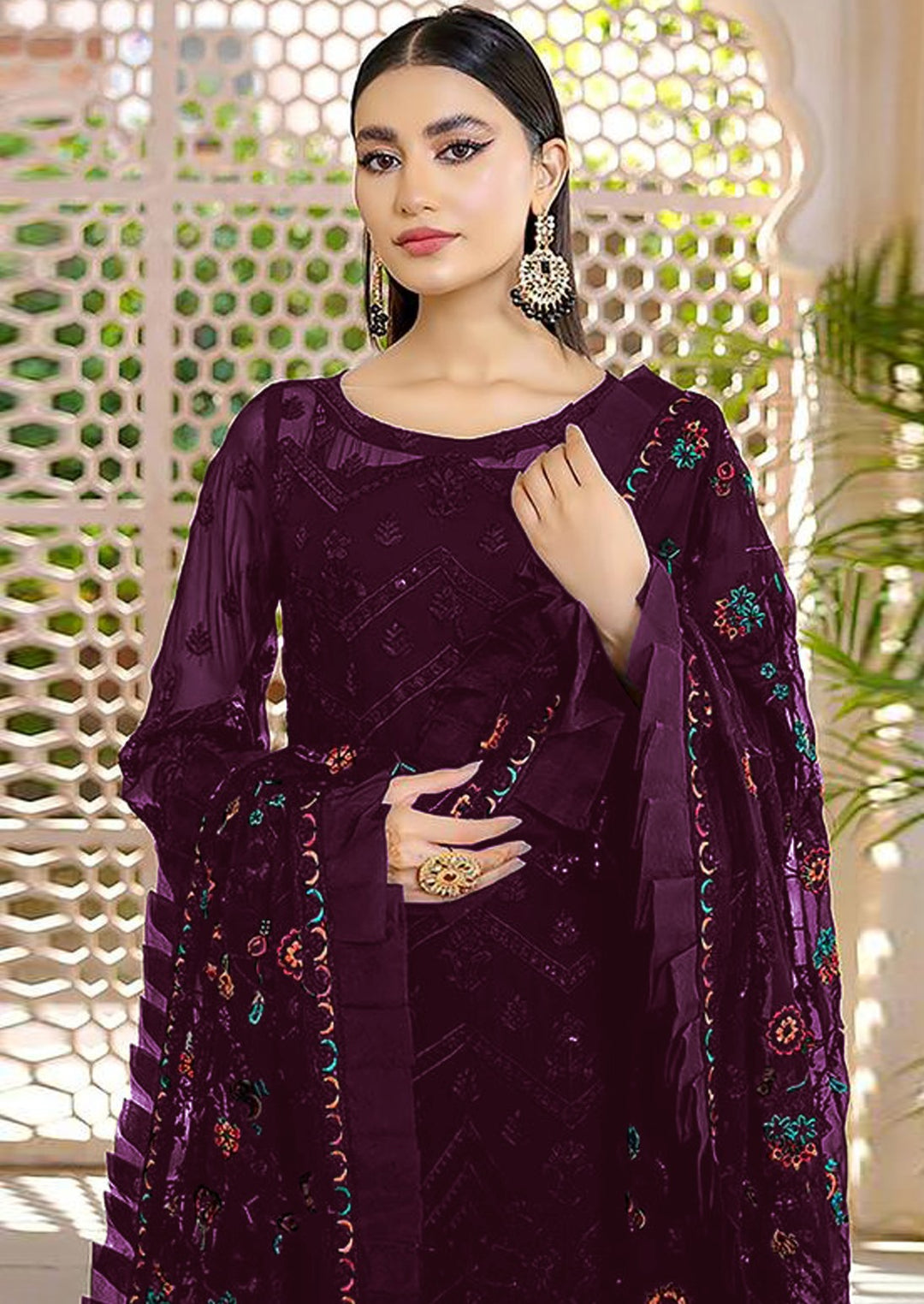 Designer Faux Georgette Suit | Embroidery Work with Nazmin Dupatta