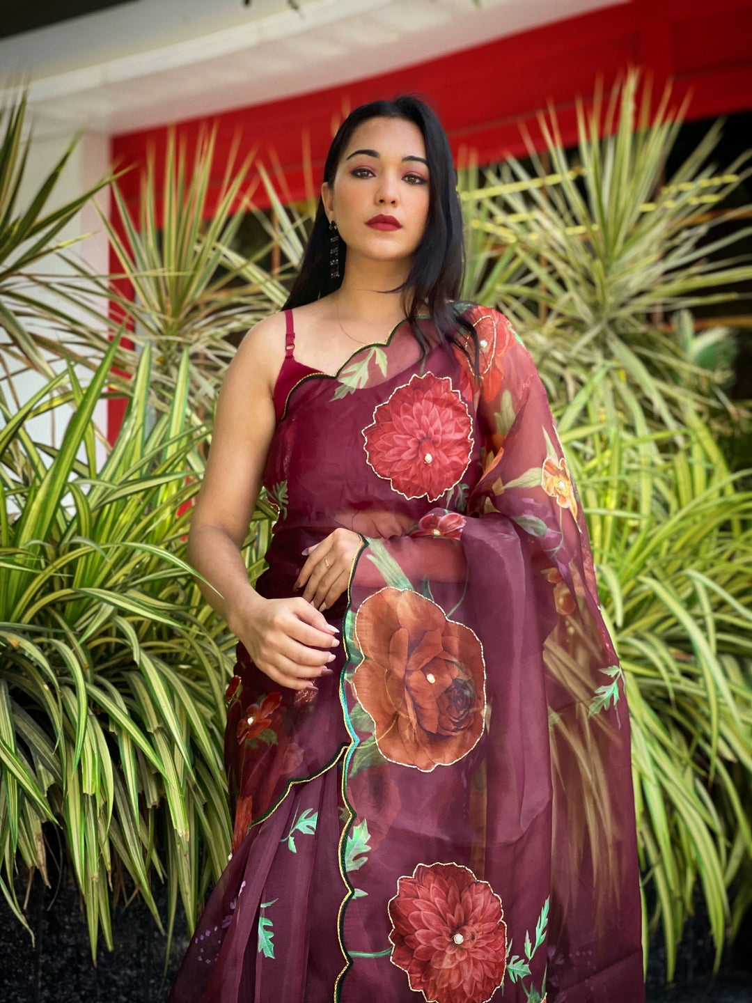 Designer Digital Printed Organza Saree | Art Silk Blouse for Weddings