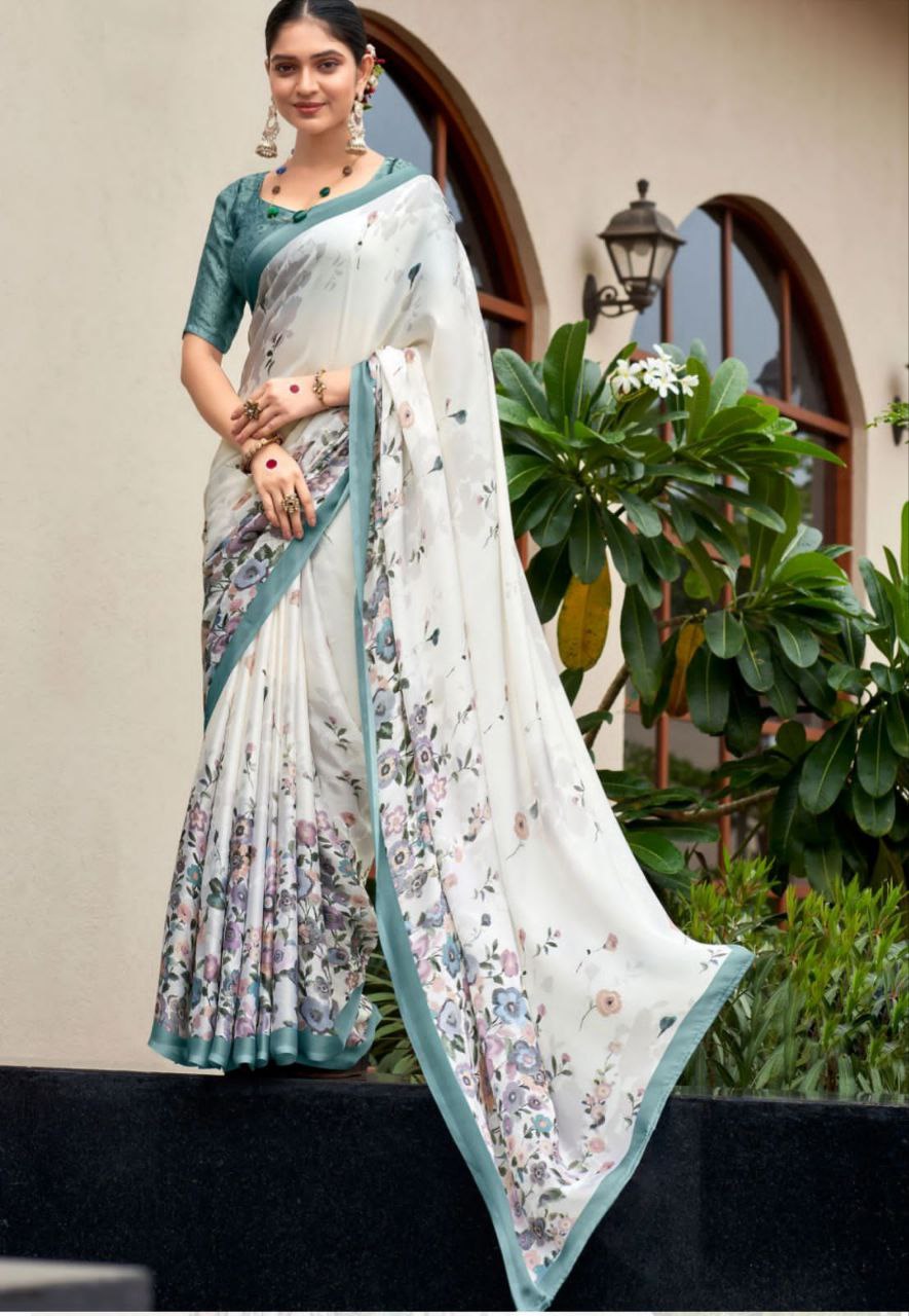 Elegant Muslin Saree | Digital Print for Weddings & Festive Occasions