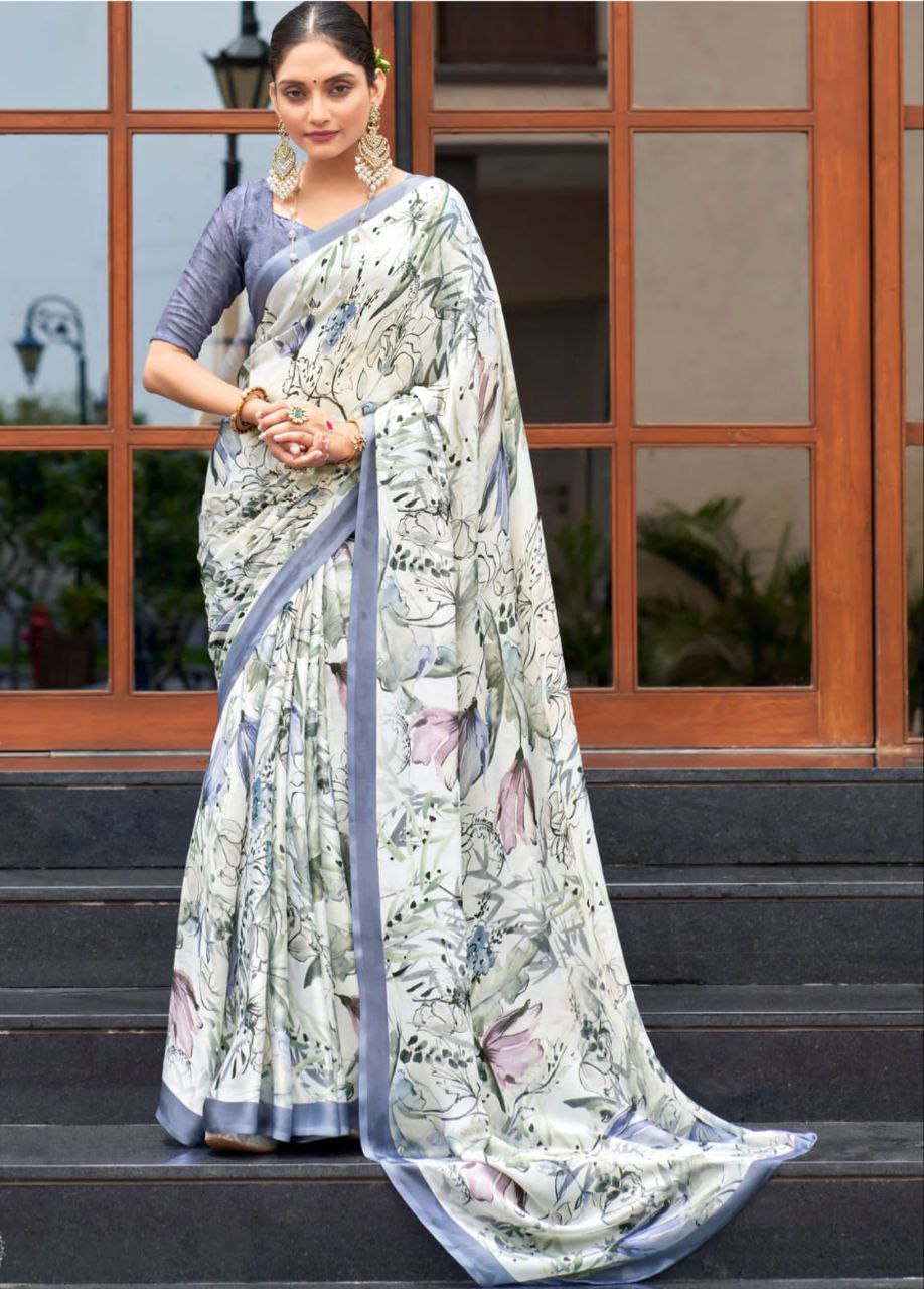 Elegant Muslin Saree | Digital-Printed for Weddings & Special Events