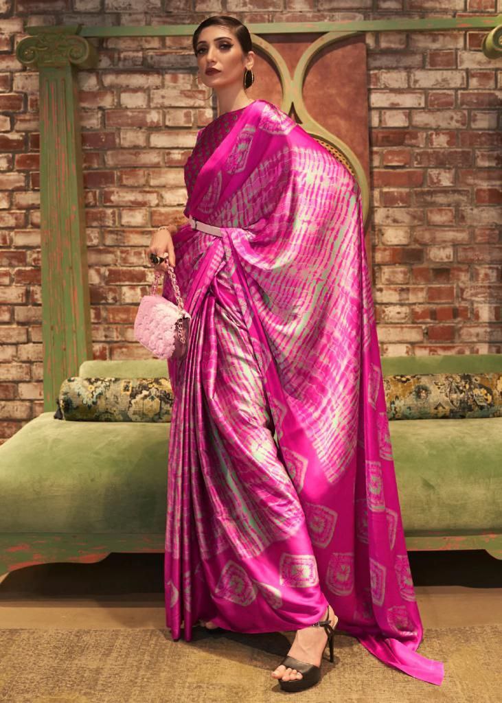 Digital Printed Japan Satin Saree | Elegant Wedding & Festive Wear