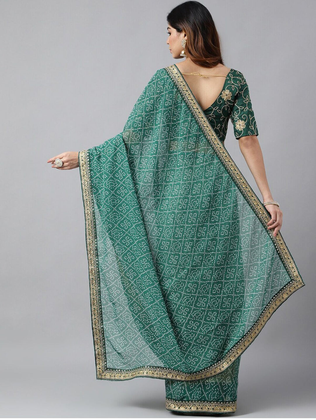 Georgette Saree with Printed Sequins & Embroidery | Wedding & Festive Elegance