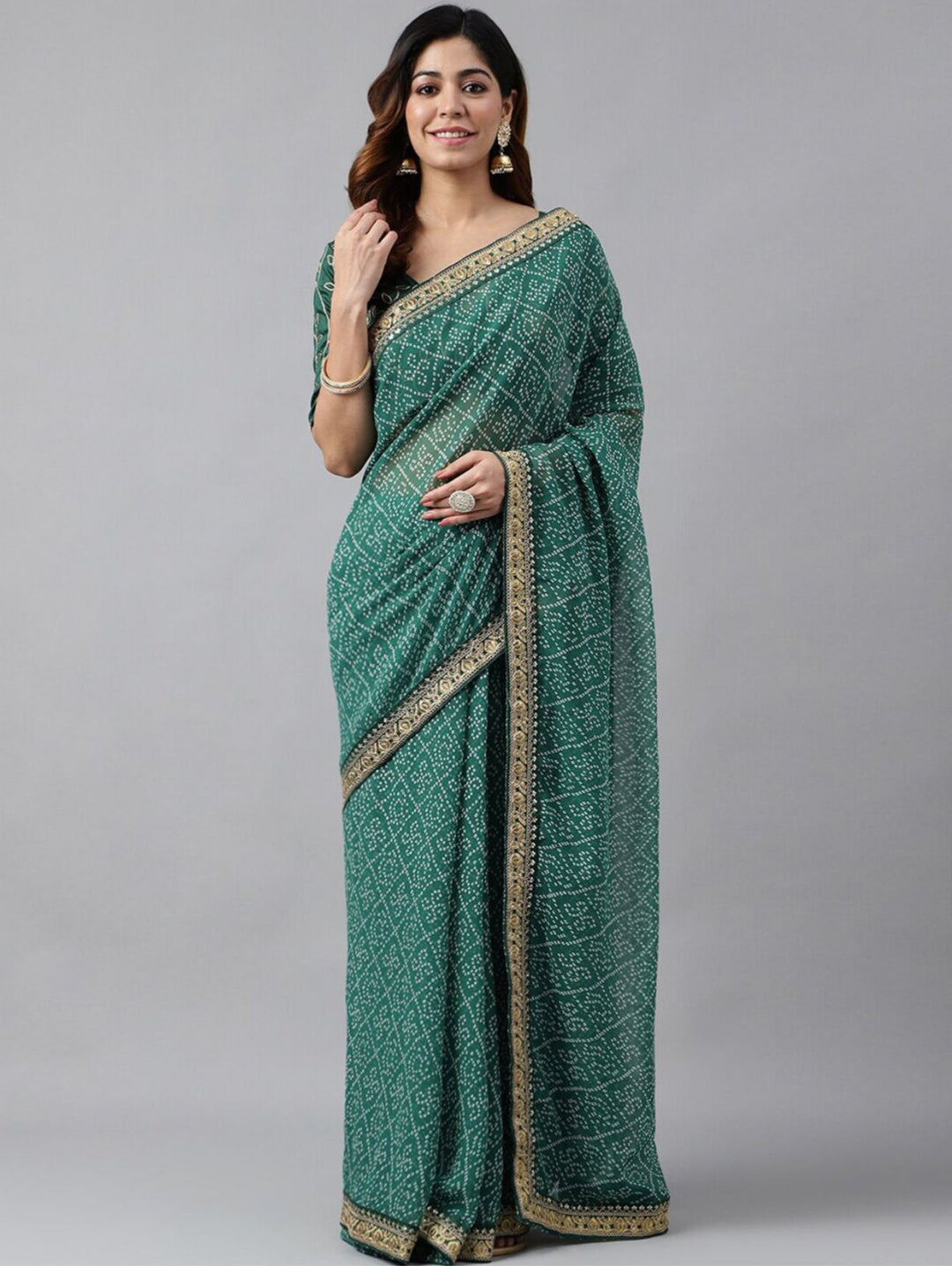 Georgette Saree with Printed Sequins & Embroidery | Wedding & Festive Elegance