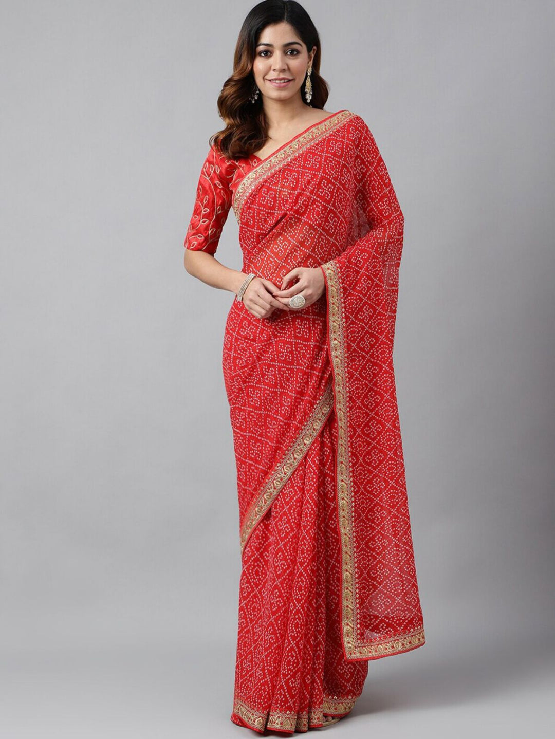 Georgette Saree with Printed Sequins & Embroidery | Wedding & Festive Elegance