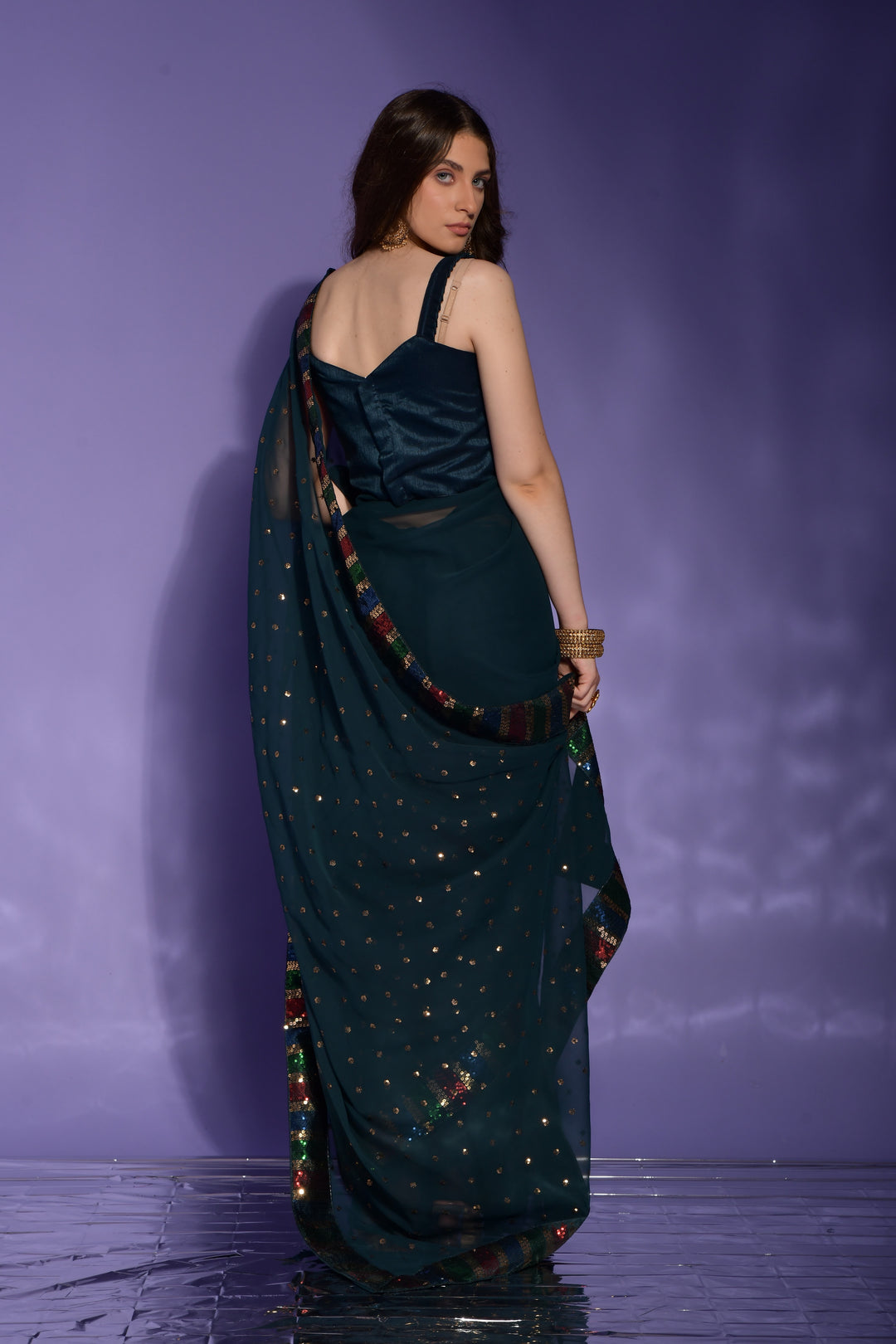 Georgette Saree with Sequined Embroidery | Perfect for Weddings & Festivals