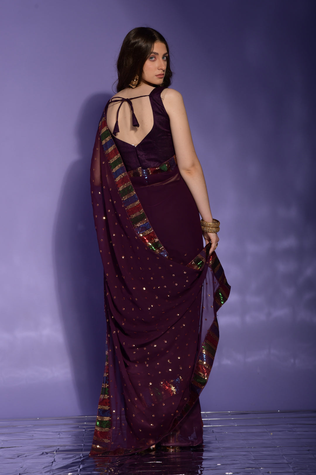 Georgette Saree with Sequined Embroidery | Perfect for Weddings & Festivals