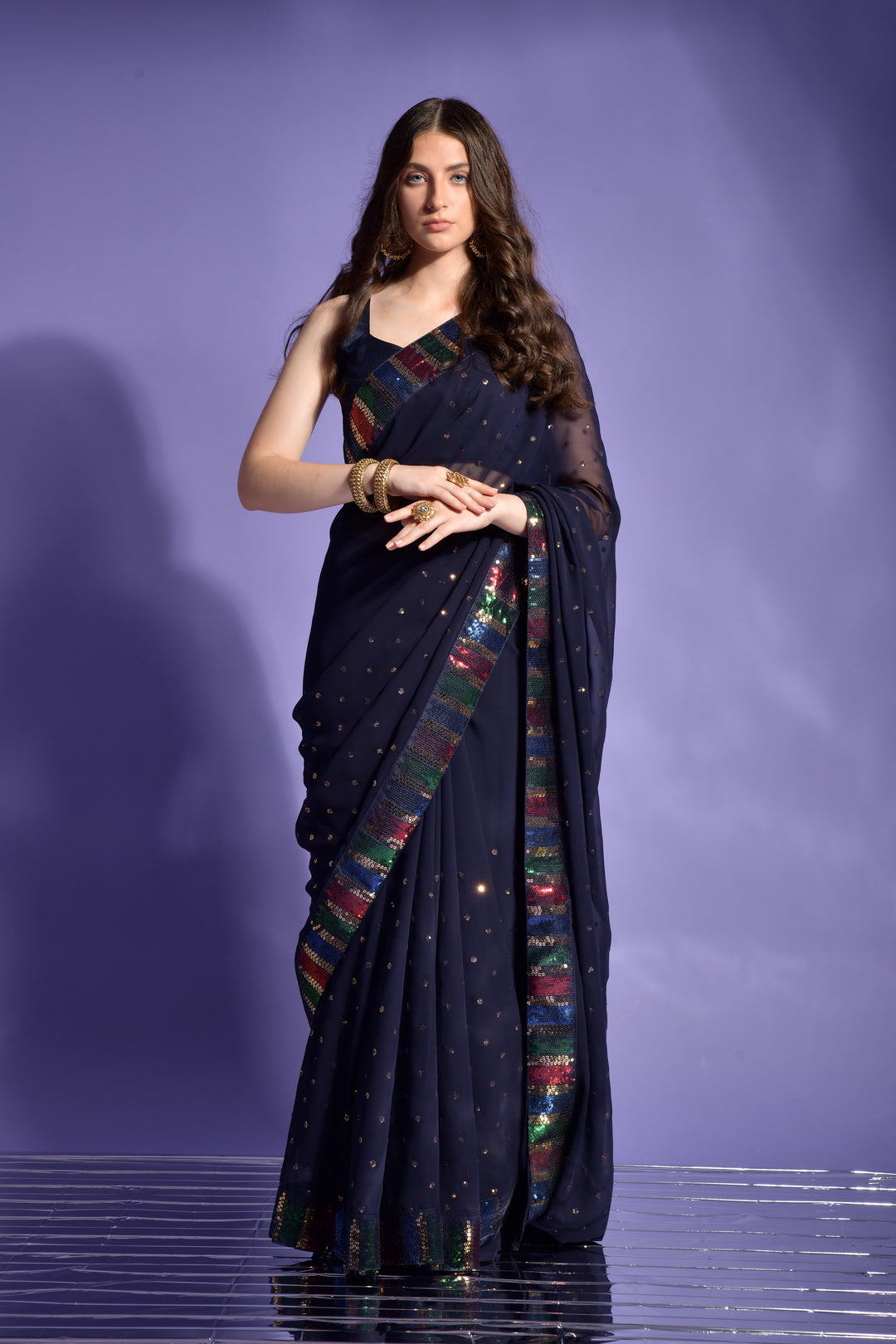 Georgette Saree with Sequined Embroidery | Perfect for Weddings & Festivals