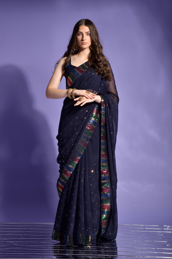 Georgette Saree with Sequined Embroidery | Perfect for Weddings & Festivals