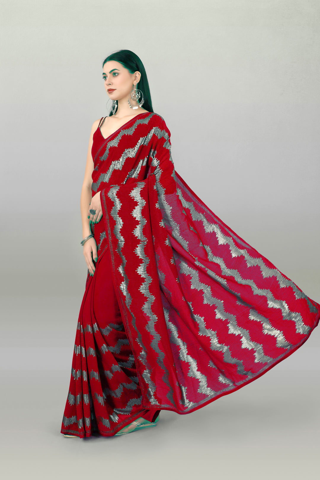 Georgette Saree with Sequins & Embroidery | Wedding & Festive Wear