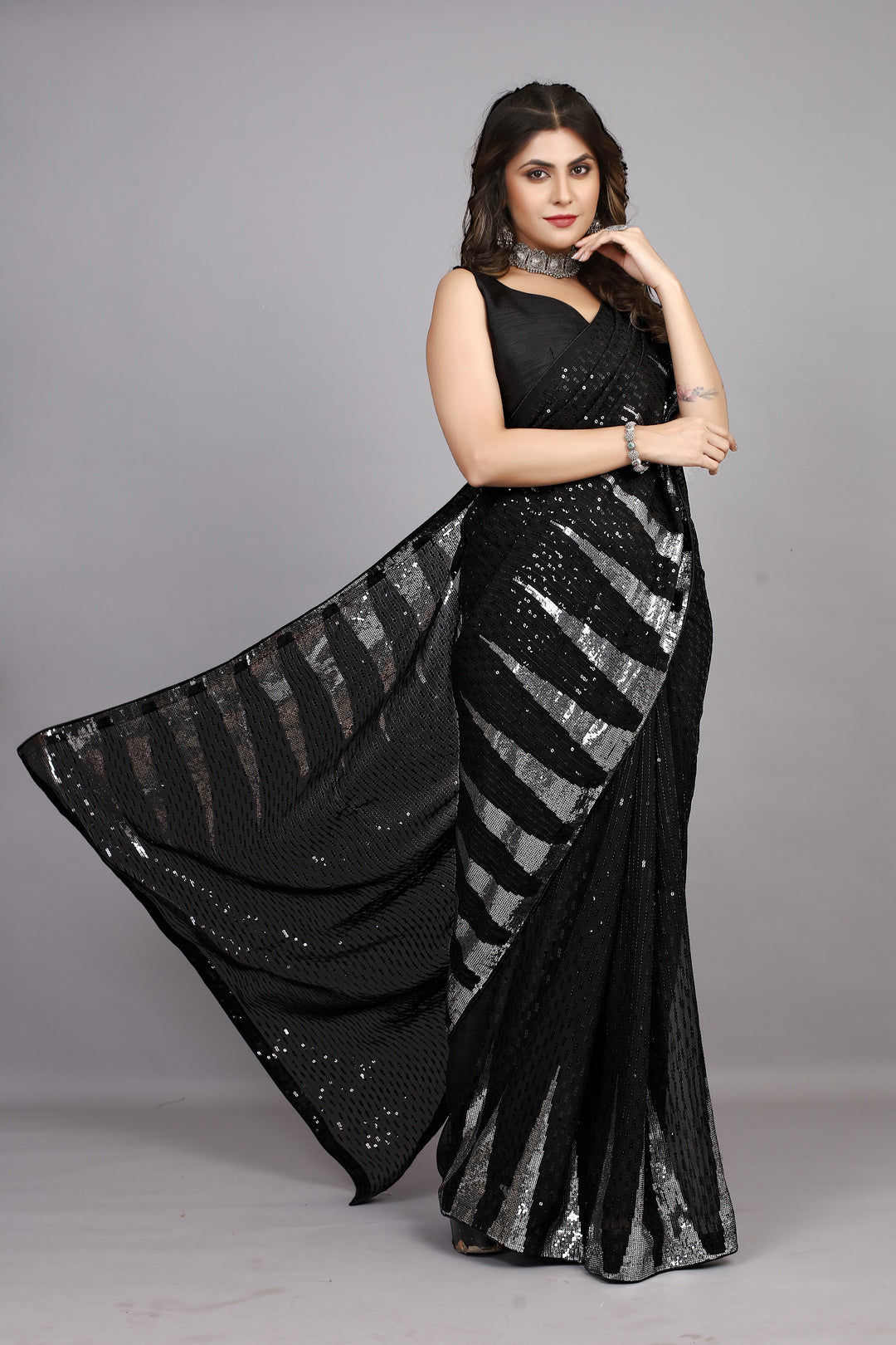 Elegant Georgette Saree with Sequance Embroidery | Perfect for Weddings & Festivities