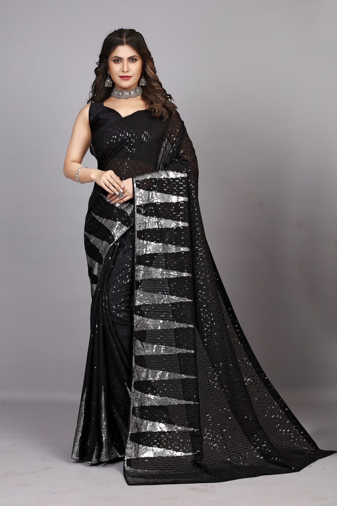 Elegant Georgette Saree with Sequance Embroidery | Perfect for Weddings & Festivities