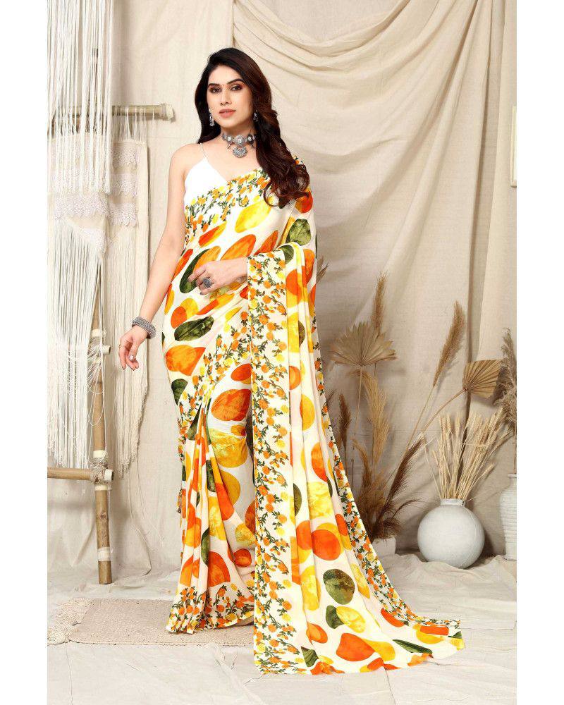 Designer Georgette Saree with Satin Blouse | Digital Printed for Wedding & Festive