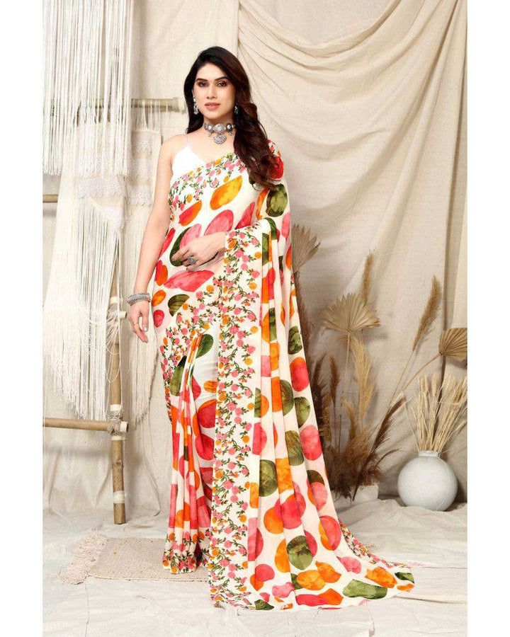 Designer Georgette Saree with Satin Blouse | Digital Printed for Wedding & Festive