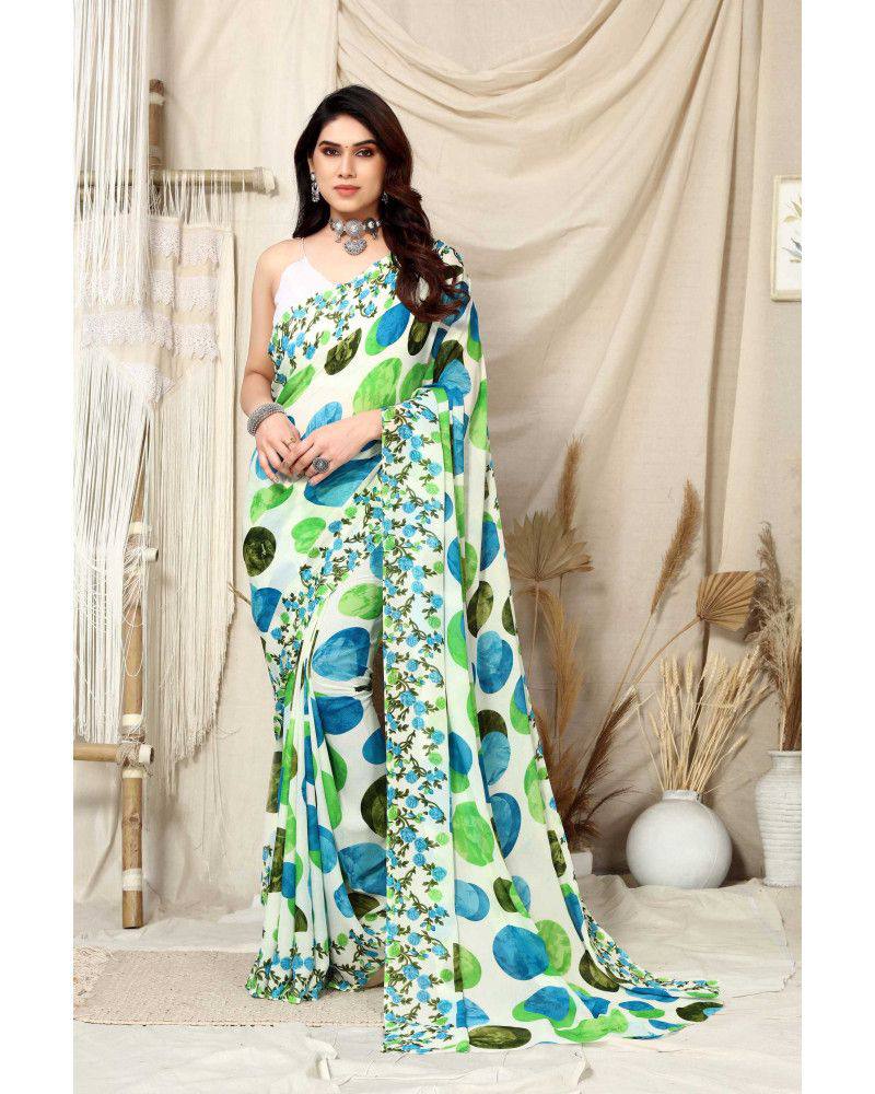 Designer Georgette Saree with Satin Blouse | Digital Printed for Wedding & Festive