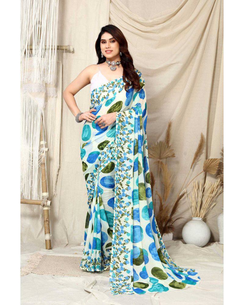 Designer Georgette Saree with Satin Blouse | Digital Printed for Wedding & Festive