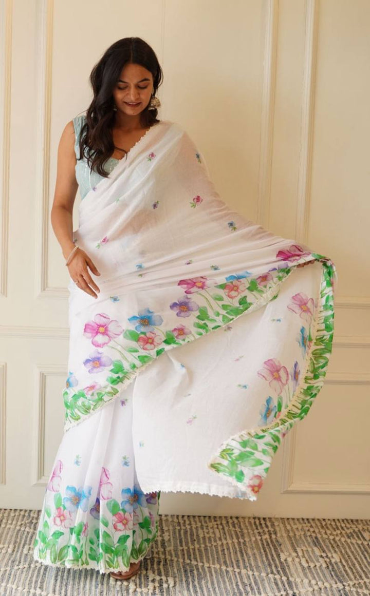 Designer Linen Saree | Digital Printed for Wedding & Festive Occasions