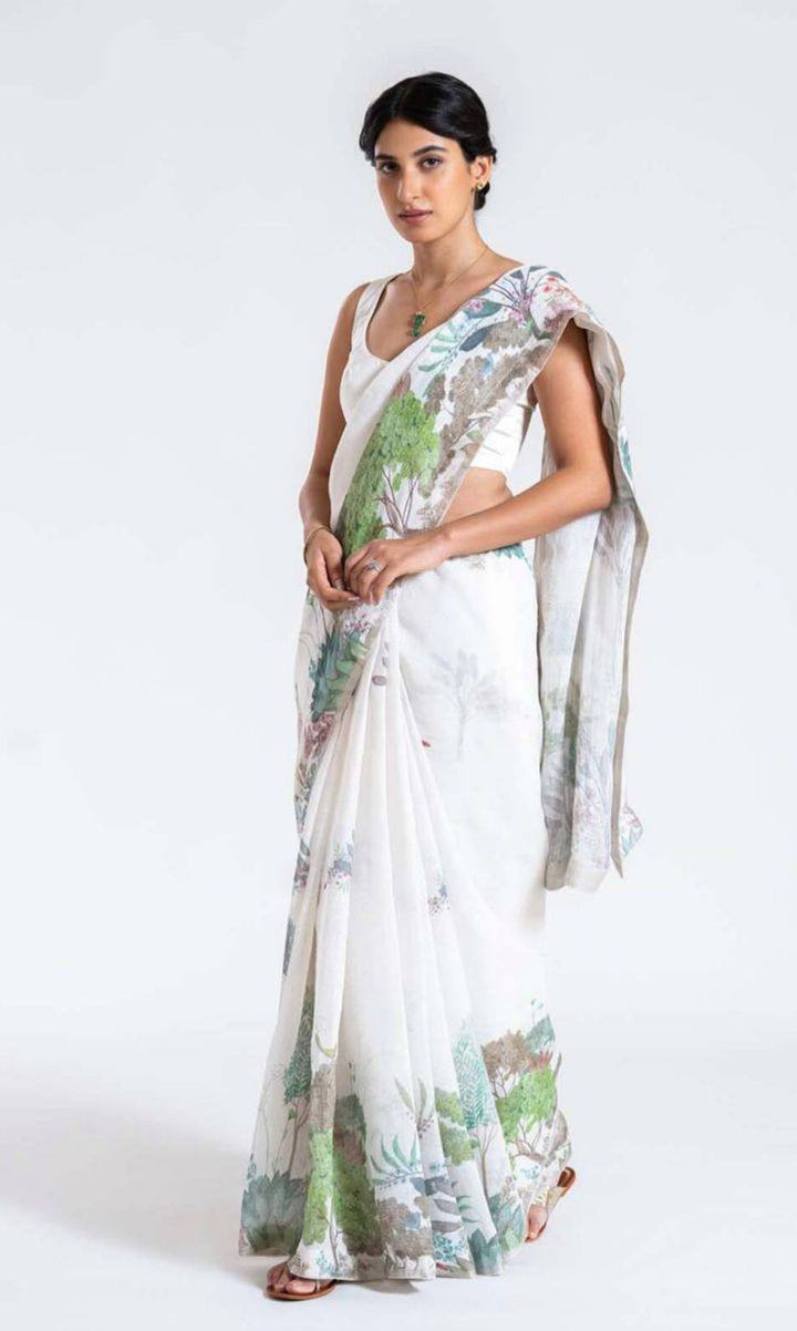 Designer Linen Saree | Digital Printed for Weddings and Festive Occasions