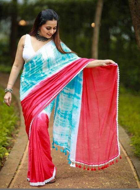 Designer Linen Saree with Satin-Banglori Blouse | Digital Printed for Weddings