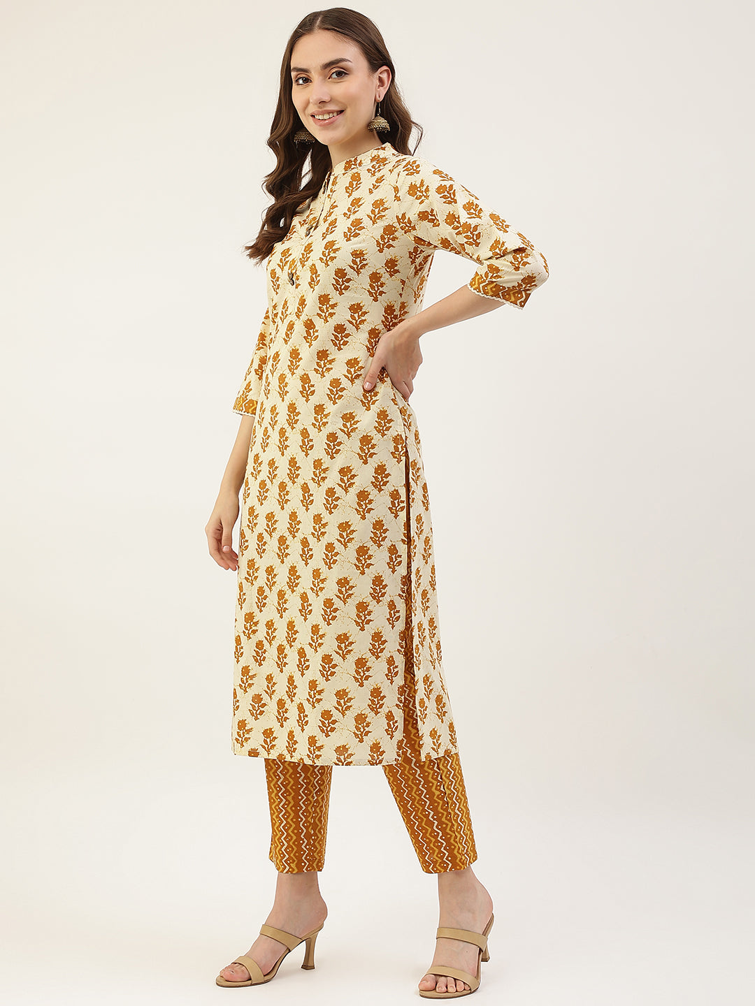 Breathable Cotton Mustard Kurti Set | Ideal for Office & Everyday Wear