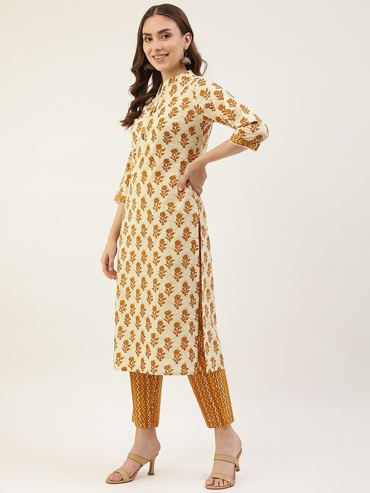 Breathable Cotton Mustard Kurti Set | Ideal for Office & Everyday Wear