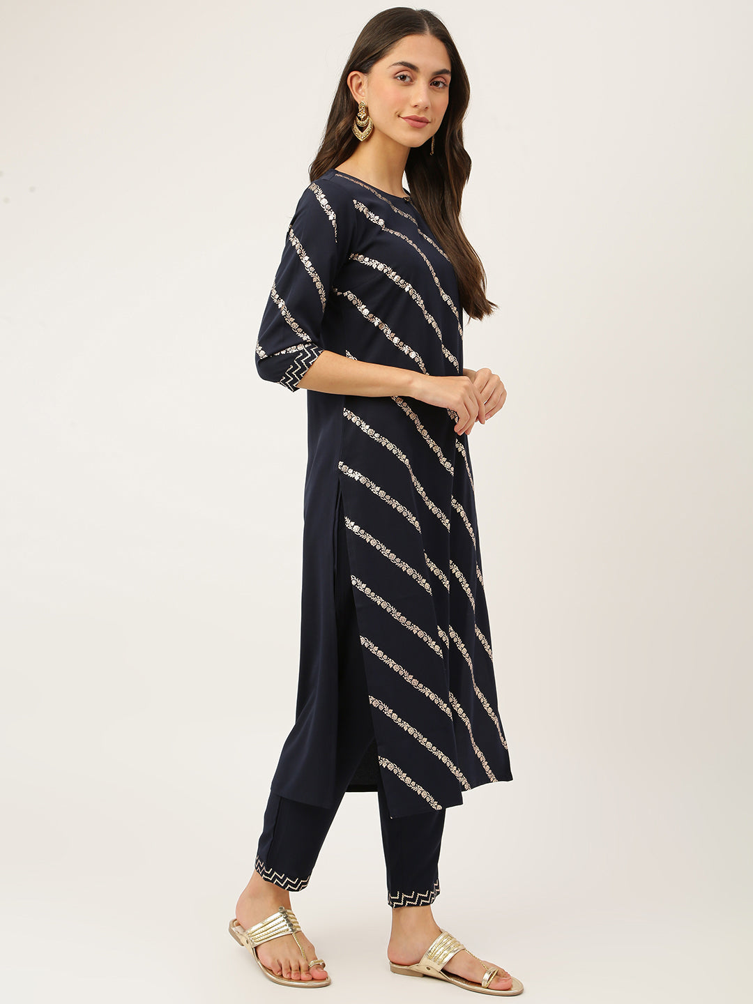 Elegant Black Kurti Set | Soft Crepe Fabric | Keyhole Neck & Elbow Sleeves