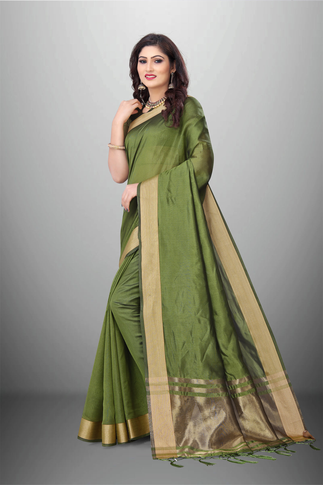 Elegant Cotton-Organza Saree with Wevon-Pallu-Border | Perfect for Weddings and Festive Occasions