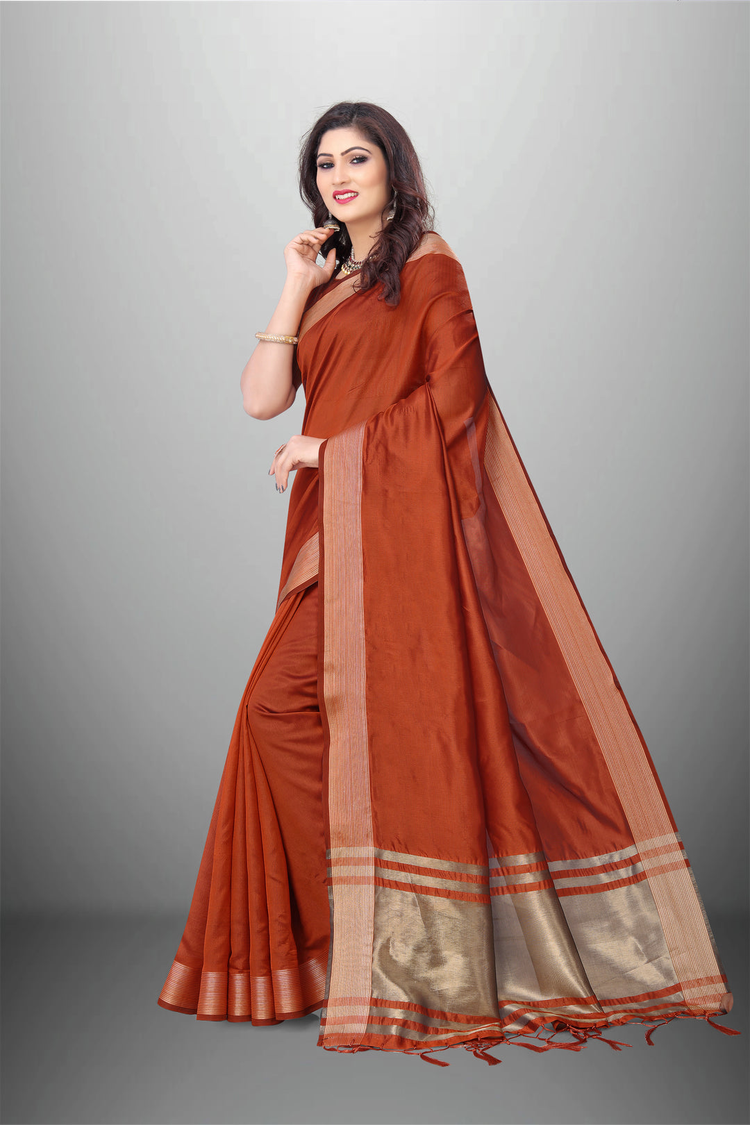 Elegant Cotton-Organza Saree with Wevon-Pallu-Border | Perfect for Weddings and Festive Occasions