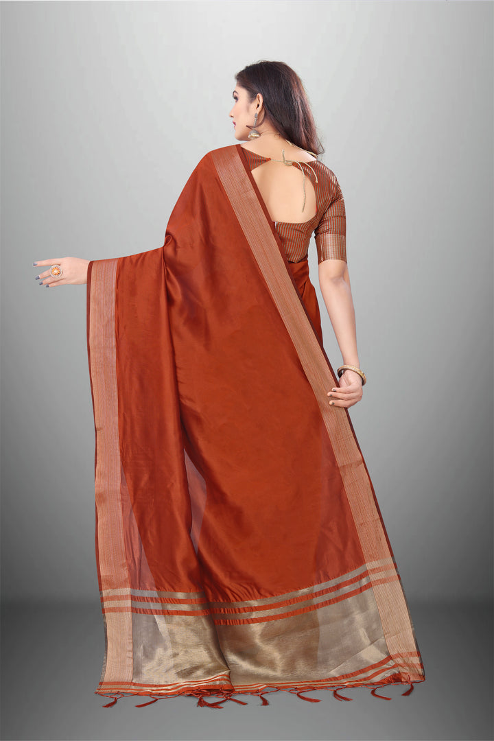 Elegant Cotton-Organza Saree with Wevon-Pallu-Border | Perfect for Weddings and Festive Occasions