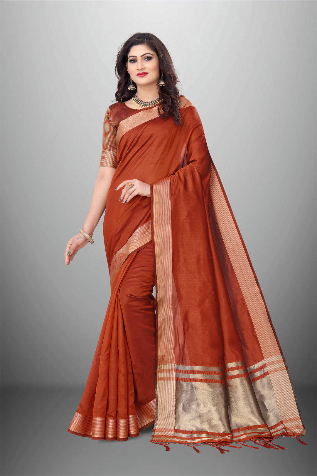 Elegant Cotton-Organza Saree with Wevon-Pallu-Border | Perfect for Weddings and Festive Occasions