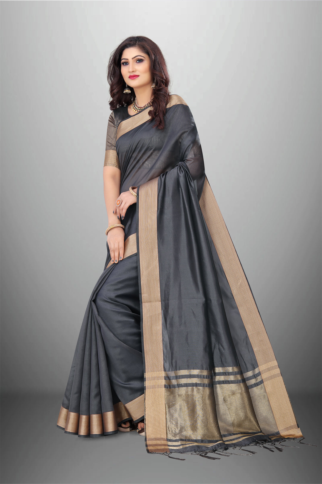 Elegant Cotton-Organza Saree with Wevon-Pallu-Border | Perfect for Weddings and Festive Occasions