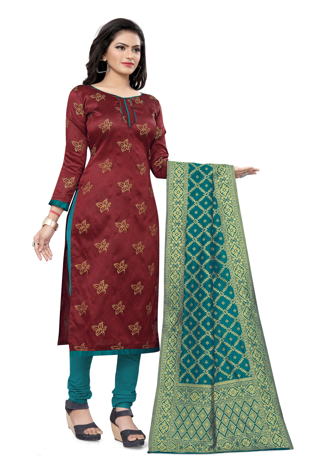 Banarasi Silk Maroon Kurti Set | Perfect for Weddings and Everyday Wear