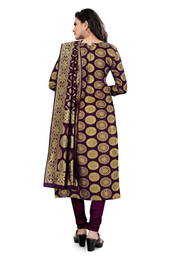 Banarasi Silk Purple Kurti Set | Festive Wear with Jacquard Dupatta