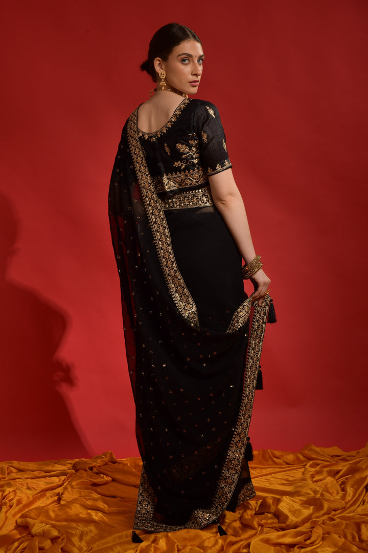 Georgette Saree with Sequins & Embroidery | Perfect for Weddings & Events